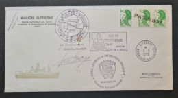 TAAF,  Timbres De France.  Marion-Dufresne.  Lettre Signée Par Le Commandant. - Briefe U. Dokumente