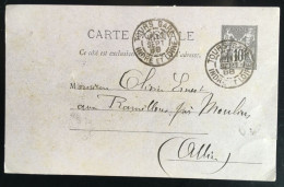 Entier Postal Type Sage 10 C. Circulée 1888. Cachet Tours Gare. Destinataire Connu - Cartes Postales Types Et TSC (avant 1995)