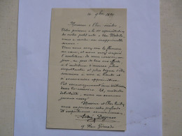 LETTRE AUTOGRAPHE - CORRESPONDANCE Adressée à Mr SARCEY Critique Dramatique - "Un Modèle" - André DEGRAVE 1890 - Historische Documenten