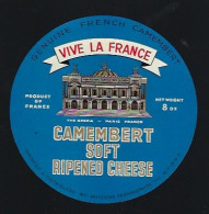 Etiquette Fromage  Camembert  Vive La France L'Opéra Paris  Export - Quesos