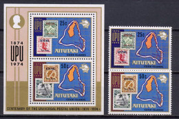 Aitutaki 1974 UPU Centenary Set Of 2 + S/s MNH - U.P.U.