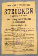 Affiche Verkoop Stedeken Westmalle En Burgerwoning In Overbroeck Brecht 1901  (V3155) - Plakate