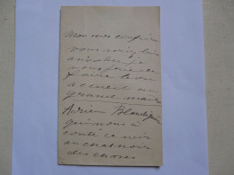 LETTRE AUTOGRAPHE - CORRESPONDANCE Adressée à Mr SARCEY Critique Dramatique - Adrien BLANDIGNIERE - LE CHAT NOIR - Documentos Históricos