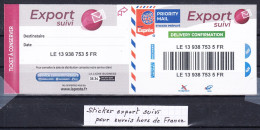 France Sticker Export Pour Envoi Suivi Hors De France - Verzamelingen