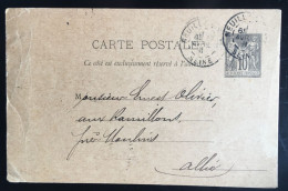 Entier Postal Type Sage 10 C. Circulée 1891. Double Cachet Neuilly - Postales Tipos Y (antes De 1995)