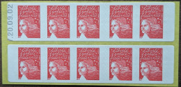 3419-C3A Date 7/ 20.09.02 Carnet Luquet 10 TVP Rouge Cote +50€ - Modern : 1959-...