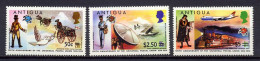 Antigua 1975 UPU Centenary, Space,  Aviation Etc. Set Of 3 With Overprint Of New Value MNH - U.P.U.