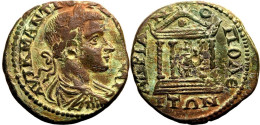 AE25 Tetrassarion Of Gordian III 238-244 AD., Hadrianopolis, Thrace, Tetrastyle Temple Containing Figure Of Tyche - Province