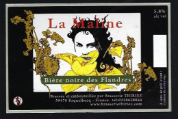 étiquette Bière France: Biere Noire Des Flandres La Maline 5,8%  - Cl Brasserie Thiriez Esquelbecq 59 " Femme" - Beer