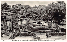 Sri Lanka - POLONNARIWA - Colossal Statue Of Recimbent Buddha, Gal Vihare - Publ. Ceylon Pictorials 75 - Sri Lanka (Ceilán)
