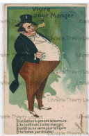 Carte Postale Fantaisie Vivre Pour Manger Obésité Caricature Homme Nourriture Eating Gros Big - Uomini