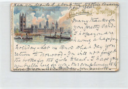 England - LONDON - Houses Of Parliament - Litho - EARLY FORERUNNER SMALL SIZE POSTCARD Year 1902 - Publ. H. & A. Brunig  - Houses Of Parliament