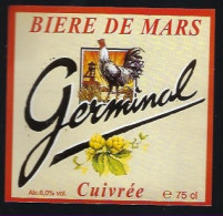 étiquette Bière France: Biere  Cuivrée De Mars Germinal  6%  75 Cl Brasserie De St Amand 59 " Coq, Chevalet De Mines" - Cerveza