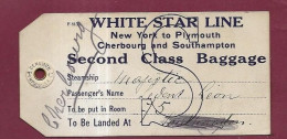 260524B - ETIQUETTE BAGAGE MARINE - Bateau Steamship Majestic WHITE STAR LINE N.Y. PLYMOUTH CHERBOURG SOUTHAMPTON - Andere & Zonder Classificatie