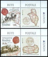 ROMANIA, 2020, Europa 2020, Europa-CEPT, Maps, Postal History, Postal Services, 2 Stamps + Label M2, MNH (**); LPMP 2280 - Unused Stamps