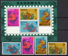 Bahamas 1974 UPU Centenary, Set Of 4 + S/s MNH - U.P.U.