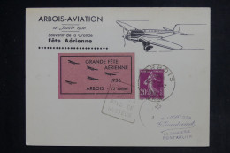FRANCE - Carte Du Meeting Aérien De Arbois En 1936 - L 152636 - 1927-1959 Covers & Documents