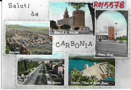 Sardegna-carbonia Vedute Vedutine Piazza Roma Via Gramsci Chiesa Diga Animate Saluti Da Carbonia Anni 60 - Carbonia