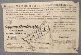 Verkoopsaffiche Oostmalle - Huis Met Tuin En Bouwland 1934 Met Weergave Percelen  (V3153) - Afiches