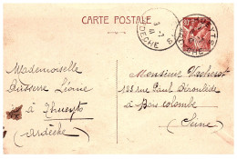 1941  C P  CAD  De THUEYTS  07  Envoyée à BOIS COLOMBE - Lettres & Documents