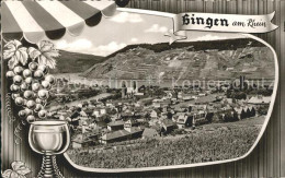 72053953 Bingen Rhein Bingerbrueck Mit Nahe Muendung Weinglas Weintrauben Bingen - Bingen
