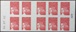 3419-C6 Date 04.07.02 (029) Carnet Luquet 10 TVP Rouge Faciale 14.30€ - Modern : 1959-…