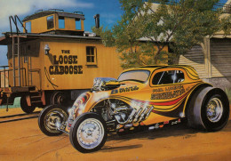 'Loose Caboose' - Hotrod - Art Card By Alain Bertrand - CPM - Passenger Cars