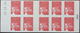 3419-C6 Date 10.07.02 (042) Carnet Luquet 10 TVP Rouge Faciale 14.30€ - Moderne : 1959-...