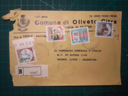 ITALIE, Enveloppe Communale Appartenant à "la Comune Di Oliveto Citra". Distribué Au Consulat Général D'Italie à Buenos - 1981-90: Usati