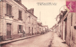 37-CHOUZE-SUR-LOIRE- LA RUE NATIONALE ET LA POSTE - Other & Unclassified