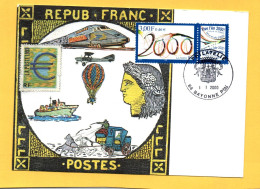 BAYONNE (2000)150 ANS DU TIMBRE POSTE FRANCAIS.(TGV AVION Cérès Diligence Ballon)  (2 Scans) 21720 - Bayonne