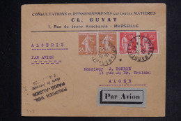 FRANCE - Cachet Du 1er Vol Paris / Alger Sur Enveloppe Commerciale De Marseille Pour Alger En 1935 - L 152644 - 1927-1959 Lettres & Documents