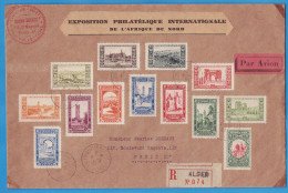 LETTRE RECOMMANDEE PAR AVION DE 1930 - SERIE COMPLETES CENTENAIRE DE L'ALGERIE FRANCAISE N° 87 A 99 - EXPO. PHILATELIQUE - Lettres & Documents