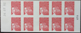 3419-C7 Date 26.07.02 (070) Carnet Luquet 10 TVP Rouge Faciale 14.30€ - Modern : 1959-...