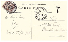 1908  CAD De TROYES  Taxée De 10c Sur Le TERRITOIRE DE BELFORT - 1859-1959 Lettres & Documents