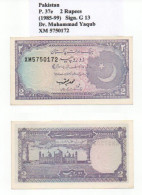 Pakistan  P.37e  2 Rupees 1985-99 Sign.13 UNC - Pakistán