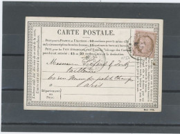 FRANCE -N°54 /CP PRECURSEUR .DE PARIS  POUR PARIS -OBL  -CàD 18 OCT 76 - 1871-1875 Ceres