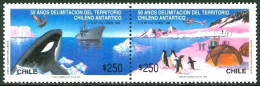 ARCTIC-ANTARCTIC, CHILE 1990 ANTARCTIC CLAIMS PAIR** - Otros & Sin Clasificación