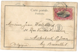 !!! CONGO, CPA DE 1903, DÉPART DE LÉOPOLDVILLE POUR MOLENBEEK SAINT JEAN - Cartas & Documentos