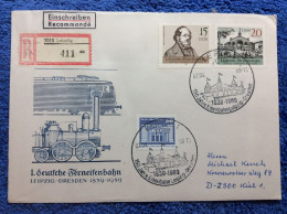 DDR - 1989 R-Brief Aus Leipzig - SST "150 Jahre Eisenbahn Leipzig-Dresden" (2DMK031) - Briefe U. Dokumente