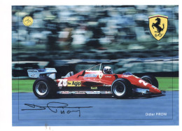 Didier Pironi - Ferrari - Signée Photocard - Grand Prix / F1