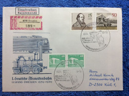 DDR - 1989 R-Brief Aus Dresden - SST "150 Jahre LDE 1. Deutsche Ferneisenbahn" (2DMK033) - Lettres & Documents