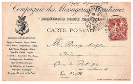 1902  C P  " COMPAGNIE Des MESSAGERIES MARITIMES PAQUEBOTS POSTE FRANCAIS " Sur Type Mouchon - 1900-02 Mouchon