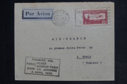 FRANCE -  Enveloppe De Paris Pour Tunis Par 1er Vol Paris / Tunis Dans La Journée En 1935 - L 152666 - 1927-1959 Briefe & Dokumente