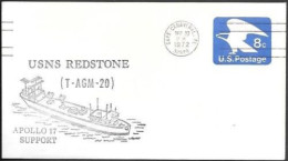 US Space Cover 1972. "Apollo 17" Tracking Ship USNS Redstone. Swanson - Stati Uniti