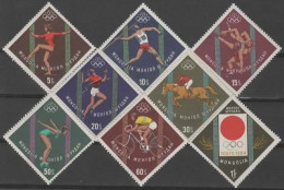 MONGOLIA:1964:Y.313-20:## Olympics TOKYO 1964 ##.@§@ Danse Rythmique - Javelot – Lutte – Course à Pied –  Hippisme - ... - Sommer 1964: Tokio