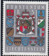 Liechtenstein 1994, Cat. Zumstein 537 X **. Nouveau Tirage Papier Fluo. Armoiries De La Principauté Et Des Communes . - Unused Stamps