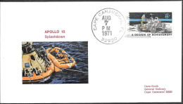 US Space Cover 1971. "Apollo 15" Splashdown - United States