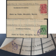 Autriche 1921. 2 Bandes-journal Timbrées Sur Commande. Journal De La Police, Poste De Gendarmerie De Fürth, Morkowitz - Polizei - Gendarmerie