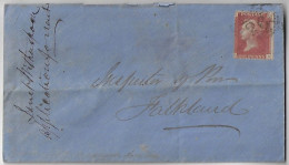 Great Britain 1870 Cover Auchtermuchty Ladybank Falkland Stamp Penny Red Perf. Corner Letter AO Queen Victoria Plate 140 - Brieven En Documenten